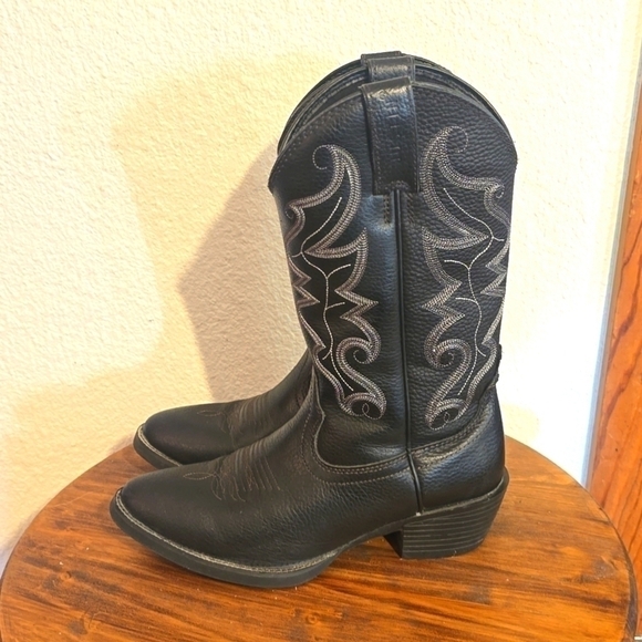 Justin| Mens Black All Star Western Boots Leather Cowboy J Flex Comfort Sz.8.5D main image 6